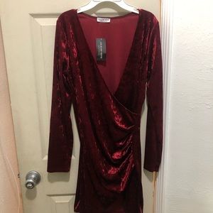 Velvet burgundy mini dress